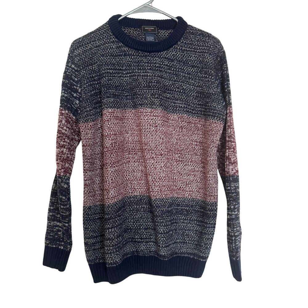 Dockers‎ Crewneck Men's L Pullover Sweater Blue/Red Long Sleeve Casual Outerwear